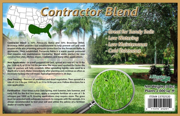 Contractor Blend Seeds 50% Coated Pensacola Bahia /50% Brown Top Millet 5-lbs
