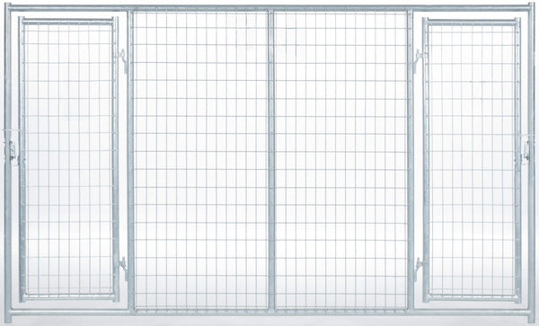 Dog Kennel Side Panel with Double Entrance Doors 10ft Pre-Galvanized Wire