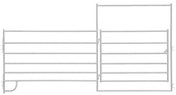 Alligator Brand 6 Bar Heavy-Duty Galvanized Square Corner 12 ft. Panel with 6 ft. Gate