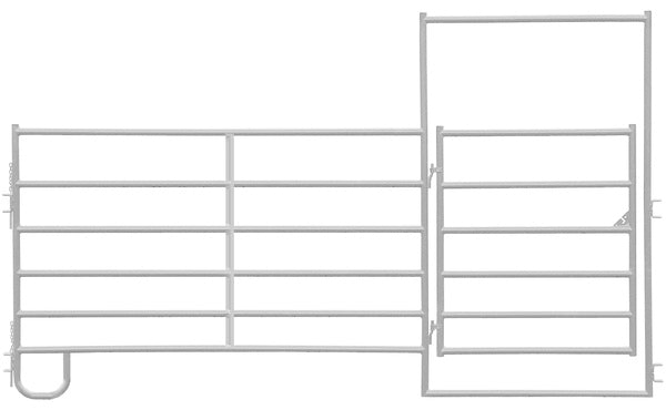 Alligator Brand 6 Bar Heavy-Duty Galvanized Square Corner 12 ft. Panel with 4 ft. Gate