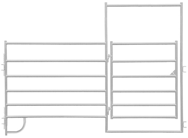 Alligator Brand 6 Bar Heavy-Duty Galvanized Square Corner 10 ft. Panel with 4 ft. Gate