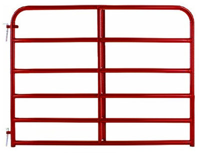 Alligator Brand 6 ft round-corner 6-bar gate, dipped red paint