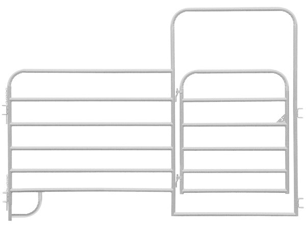 Alligator Brand 6 Bar Heavy-Duty Galvanized Round Corner 10 ft. Panel with 4 ft. Gate