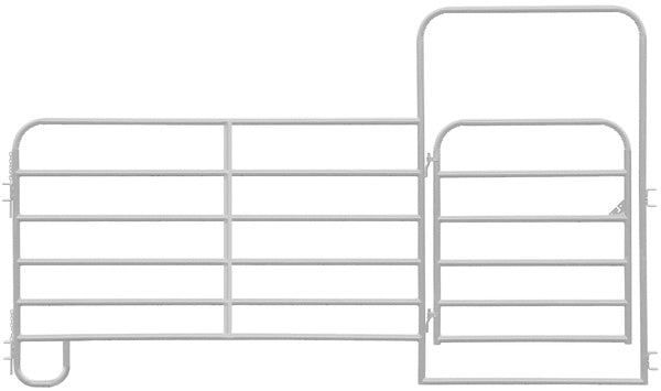 Alligator Brand 6 Bar Heavy-Duty Galvanized Round Corner 12 ft. Panel with 4 ft. Gate