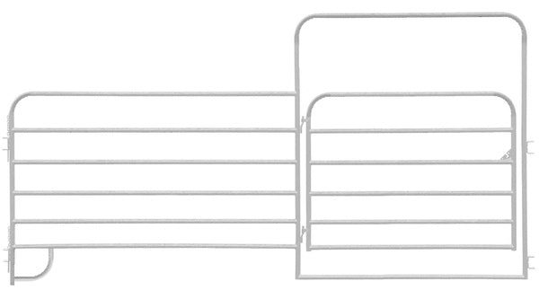 Alligator Brand 6 Bar Heavy-Duty Galvanized Round Corner 12 ft. Panel with 6 ft. Gate