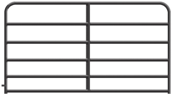 Alligator Brand 6-Bar Heavy-Duty Black Powder Coated Round Corner 8 ft. Gate