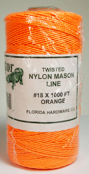 Twisted Nylon Mason Twine-Orange 18# x 1000ft
