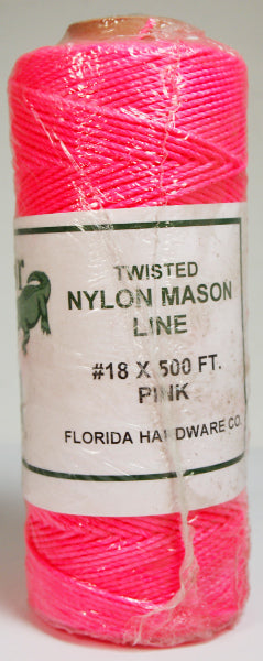 Twisted Nylon Mason Twine-Pink 18# x 500ft