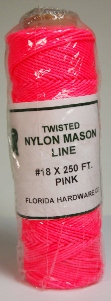 Twisted Nylon Mason Twine-Pink 18# x 250ft