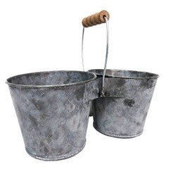 Vintage Double Bucketsi with Wooden Handle