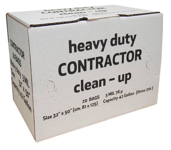 Contractor Bag Heavy Duty 42-Gallon 3-Mil Black 20pk